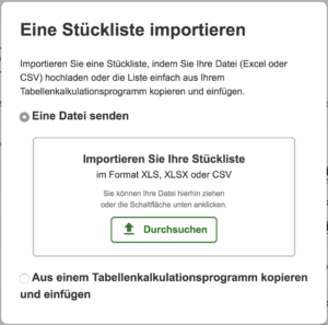 Eine Stückelists importieren