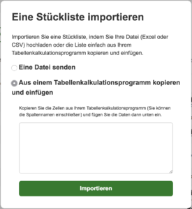 Eine Stückelists importieren