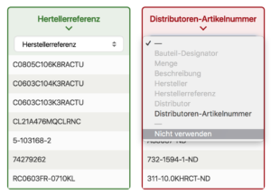Import inher Stückliste