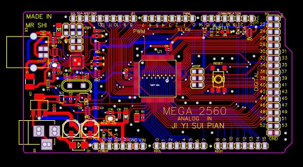 Una scheda Arduino Mega 2560 compatibile.