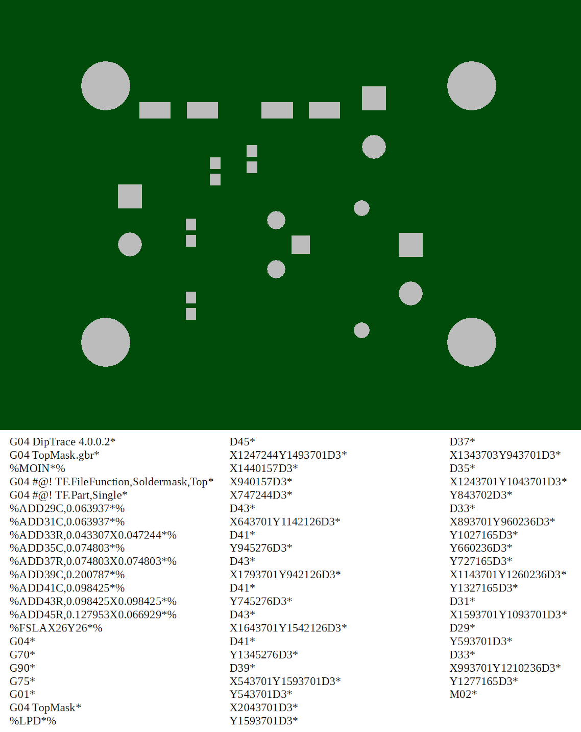 The Top Mask preview together with its textual coding.