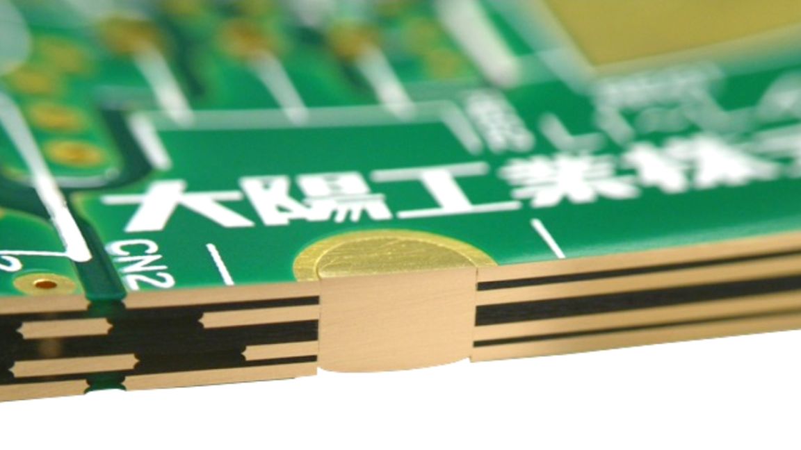 Circuito stampato costruito con copper coin technology.