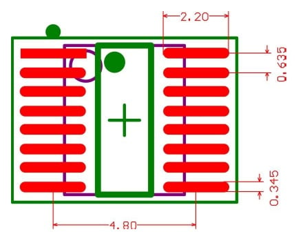 Example of a 16-pin SSOP footprint