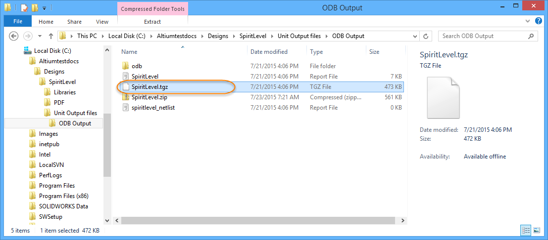 Beispiel für den Export im ODB++-Format Altium