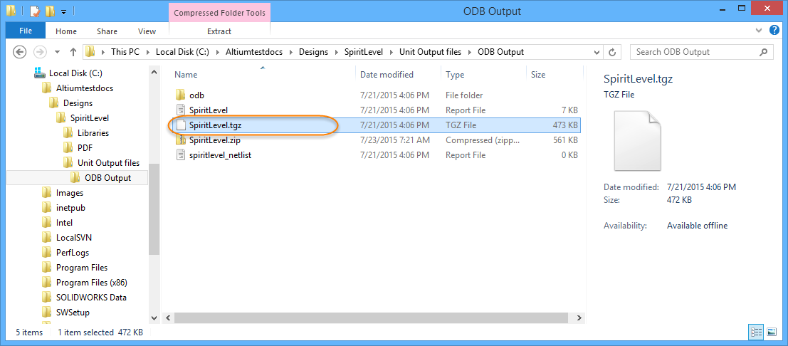 example of export in ODB++ format  Altium