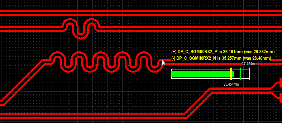 insertion of serpentine in the shorter tracks