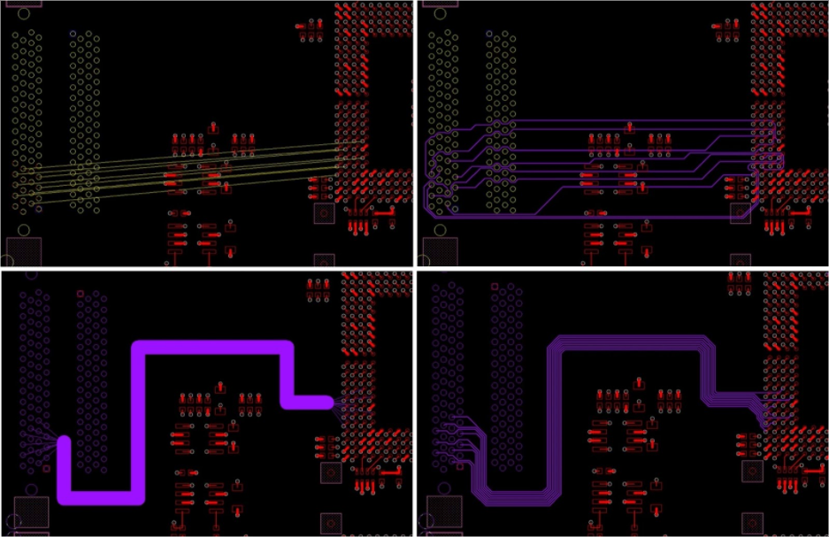 vergelijking tussen autorouting en interactieve autorouting Cadence