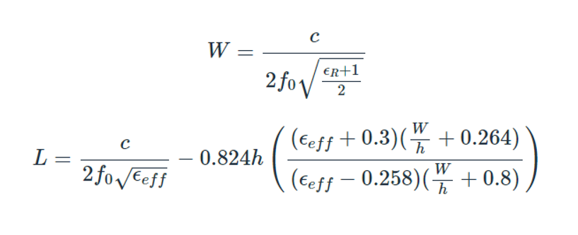 Calcul de la largeur et de la longueur antenne PCB